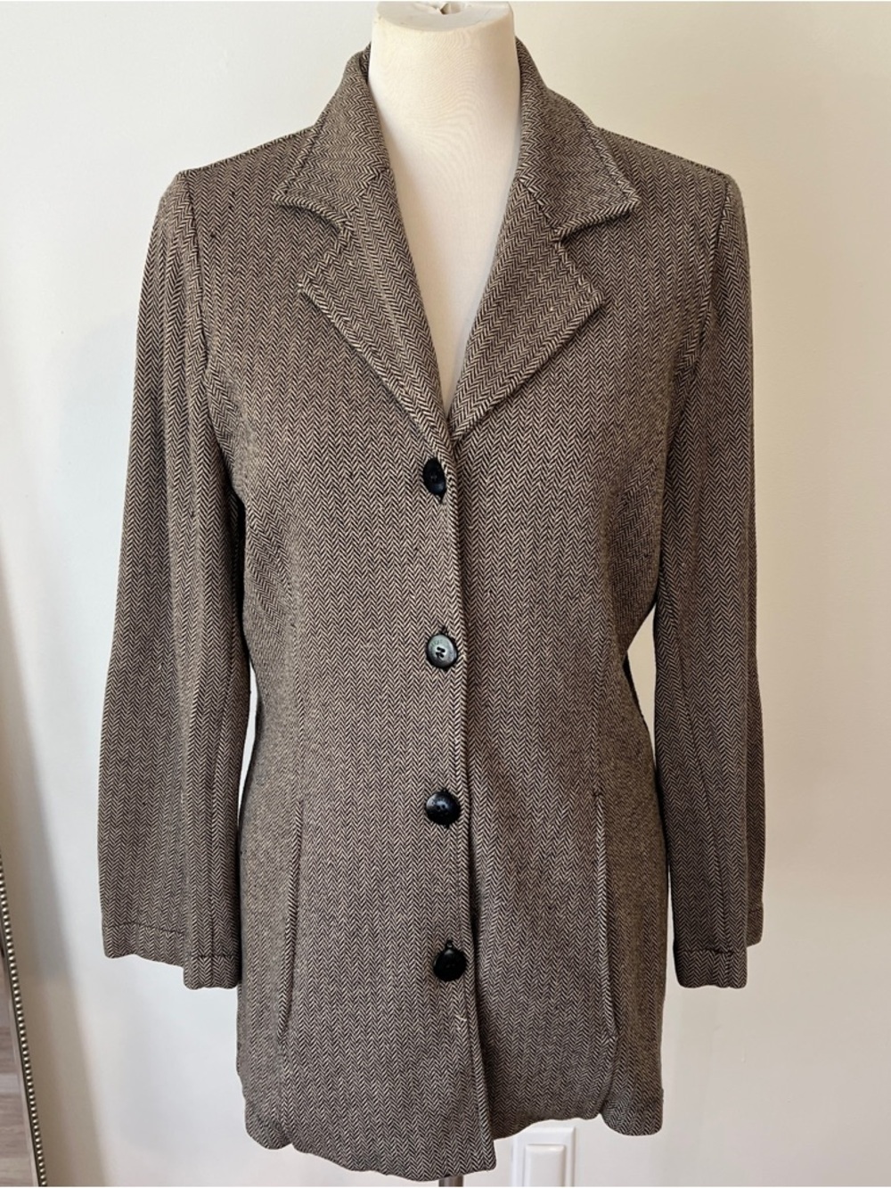 Vintage Burberrys London Herringbone Sweater Blazer Size 42 us 10 - 12 brown